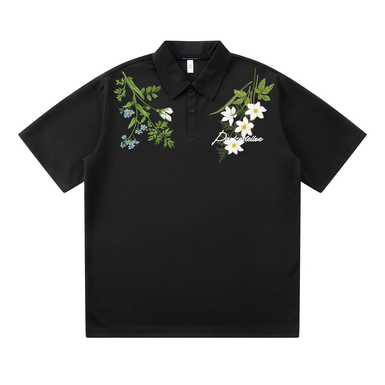 Детское поло с коротким рукавом Black (White Logo) Paul Costelloe
