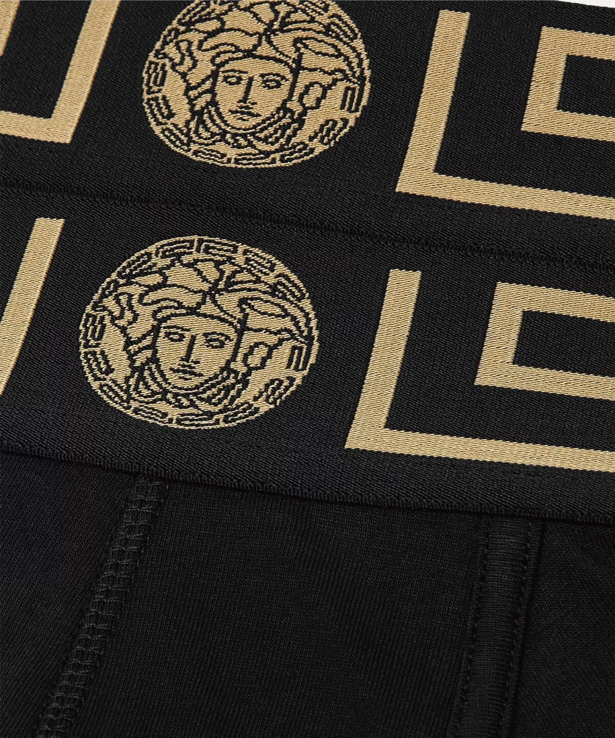 Мужские боксеры с принтом, комплект из 2 шт., Greca Border VERSACE, Black — фото 2