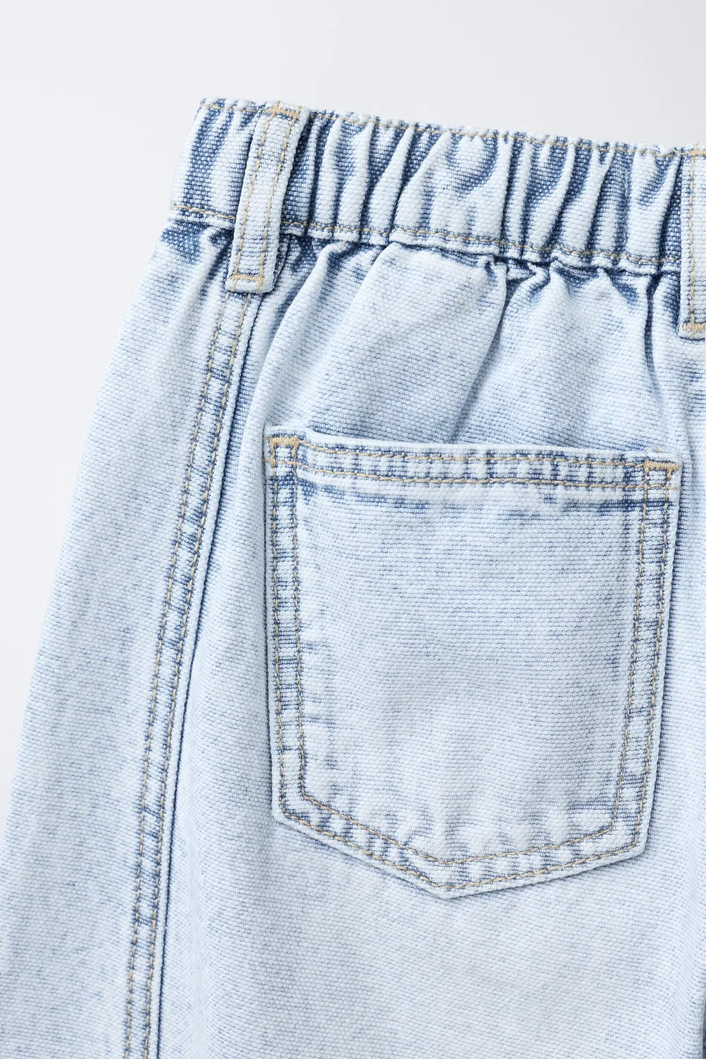 Джинсы из парусины бочкообразной формы с декоративными швами ZARA, Light Blue — фото 4