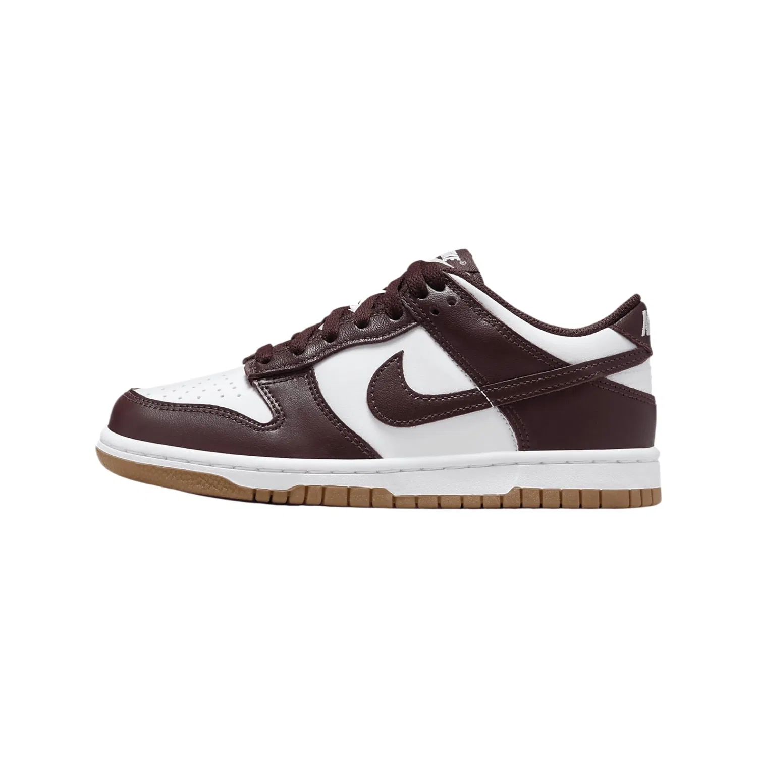 Детские кроссовки для мальчиков с кожаным верхом NIKE Dunk Low Big Kids Shoes NIKE, White Burgundy Crush