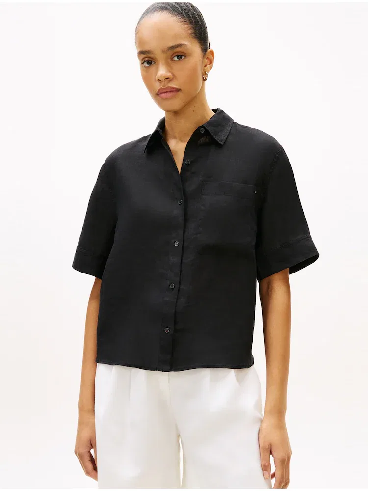 Женская рубашка из льна Essential Lin TOMMY HILFIGER, Black