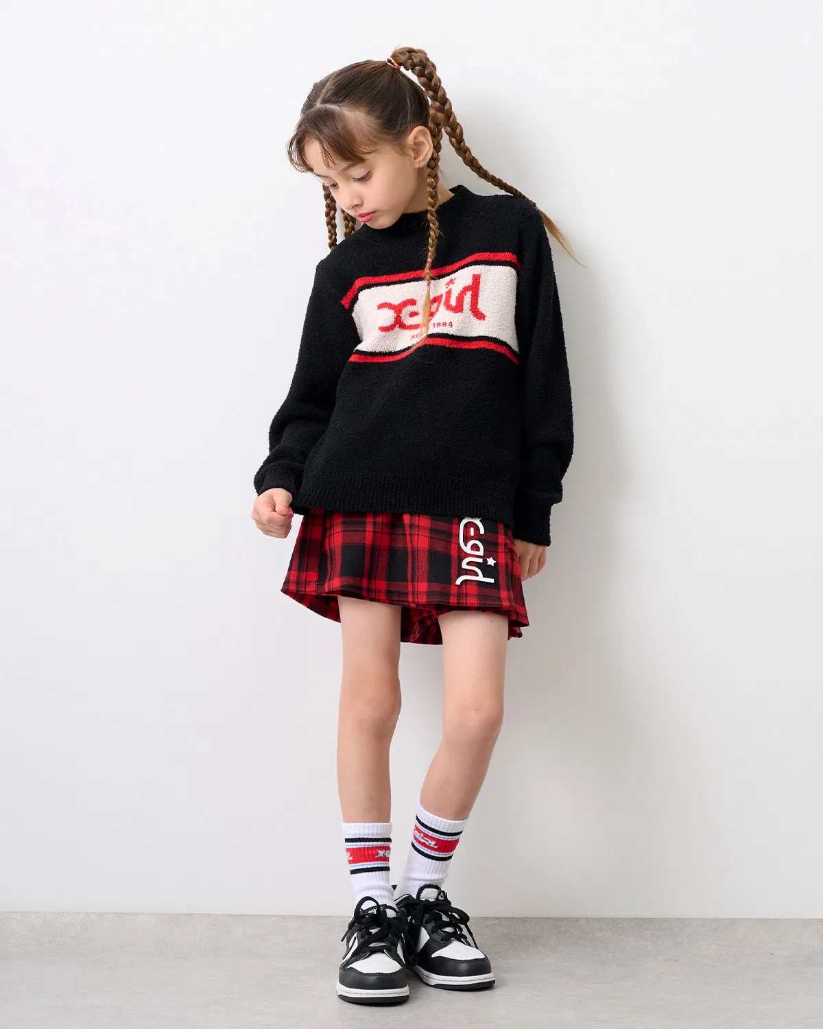 Детские носки с принтом Line Logo Rib X-girl Stages, Белый — фото 2