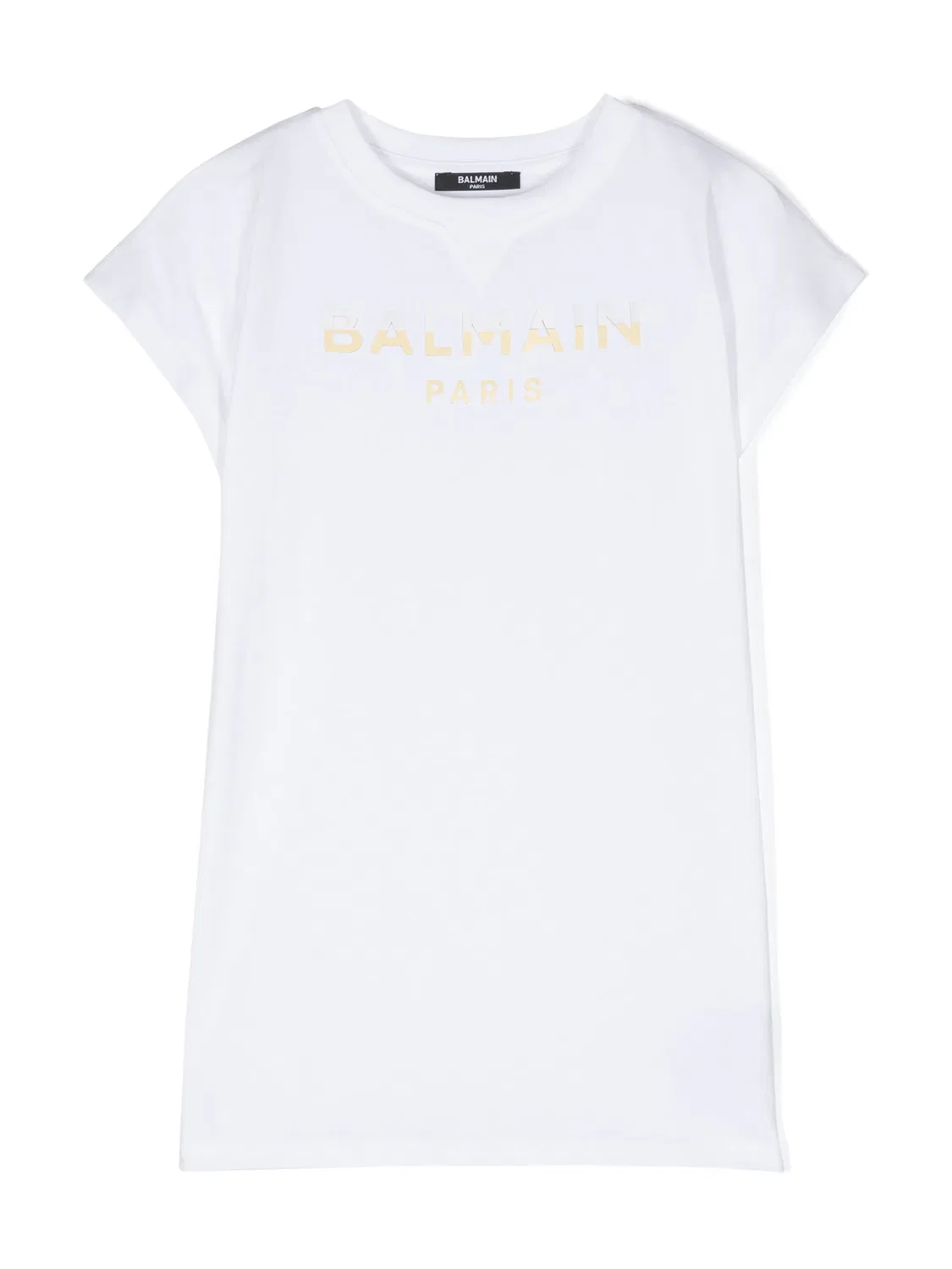 Balmain Белое платье‑футболка с логотипом