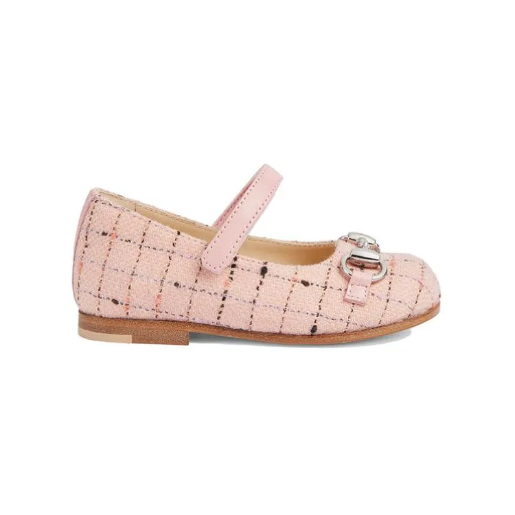 Детские кроссовки Gucci Horsebit Low Top, с принтом, Pink — фото 3