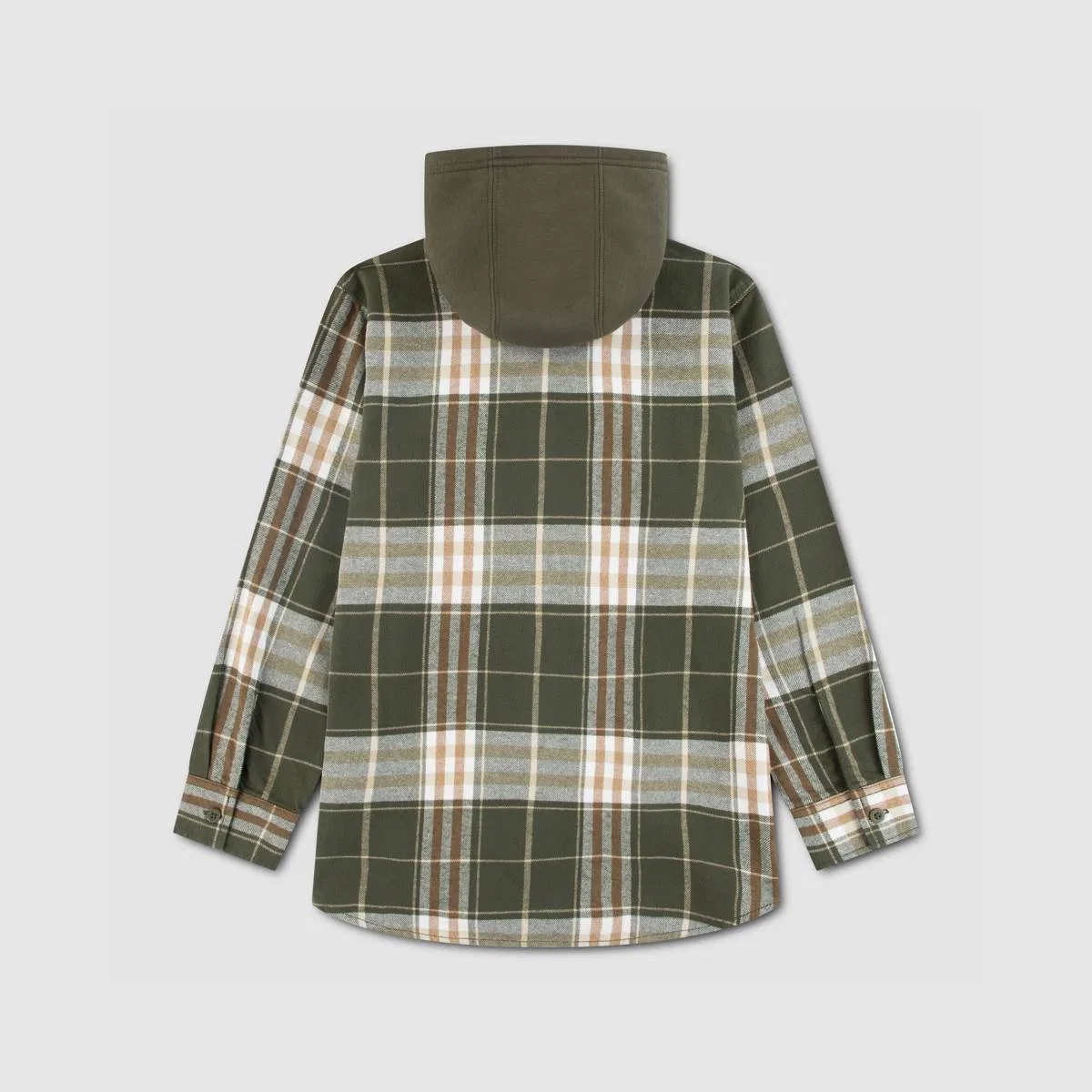 Клетчатая фланелевая рубашка с капюшоном для мальчиков 8-20 лет Levi's, Olive Night - Green — фото 2