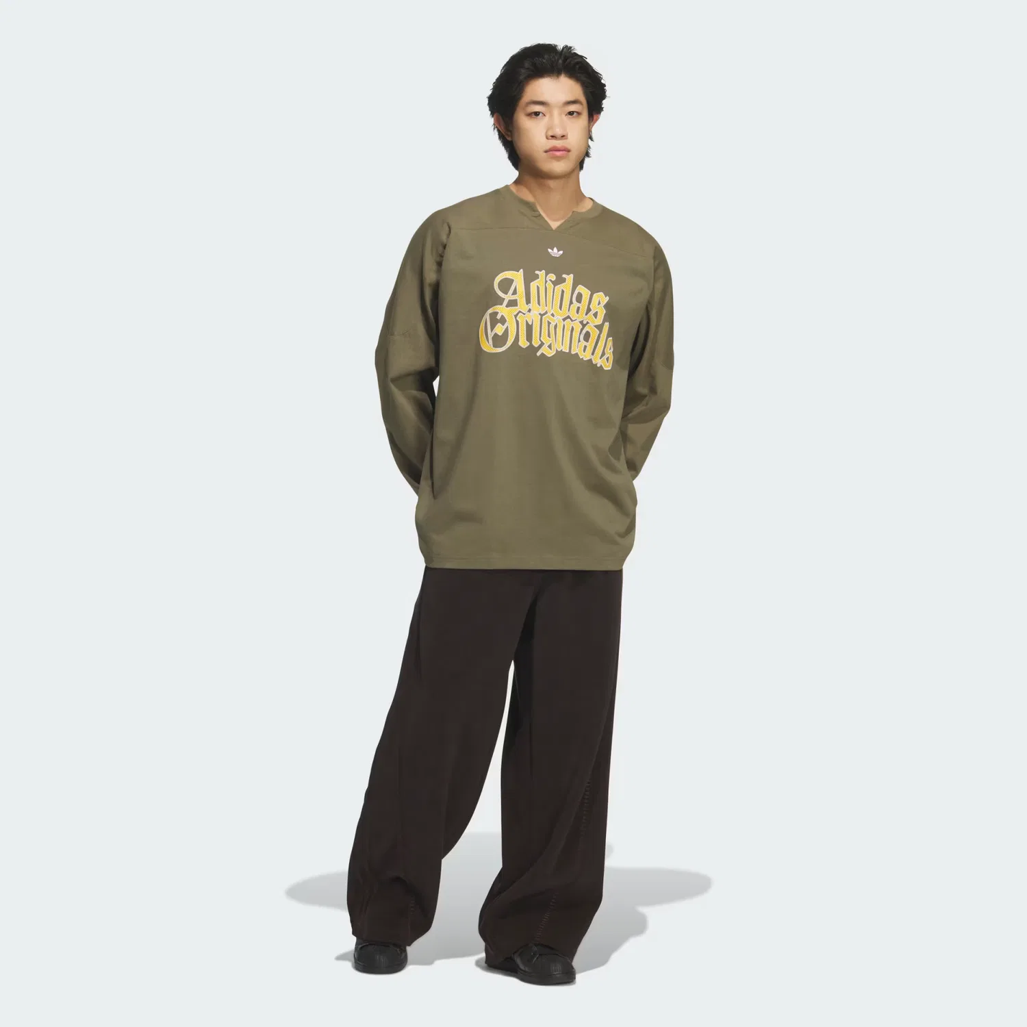 Мужская футболка с длинным рукавом свободного кроя OG M TEE LS Adidas Originals, оливковый — фото 3
