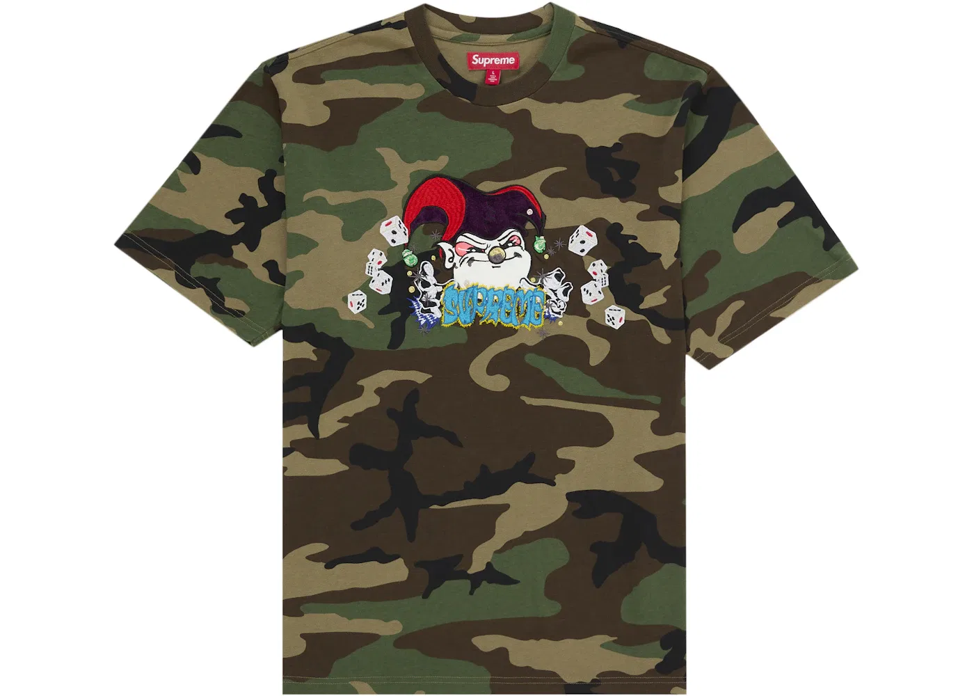 Мужская футболка с принтом Supreme AOI Jester S/S Top Woodland Camo, Woodland Camo