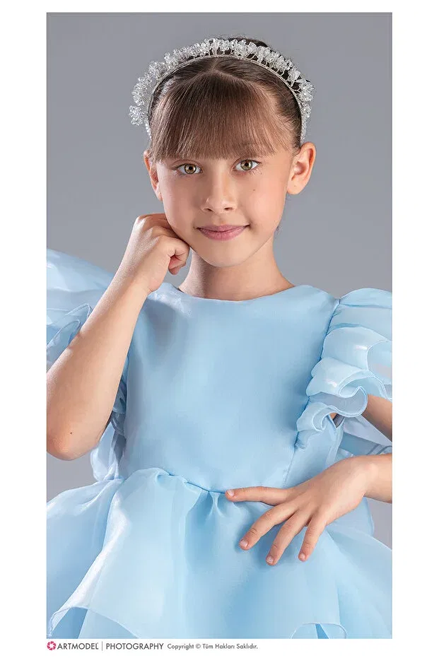 Детское платье для девочек с пайетками Abiyekids, Blue — фото 4