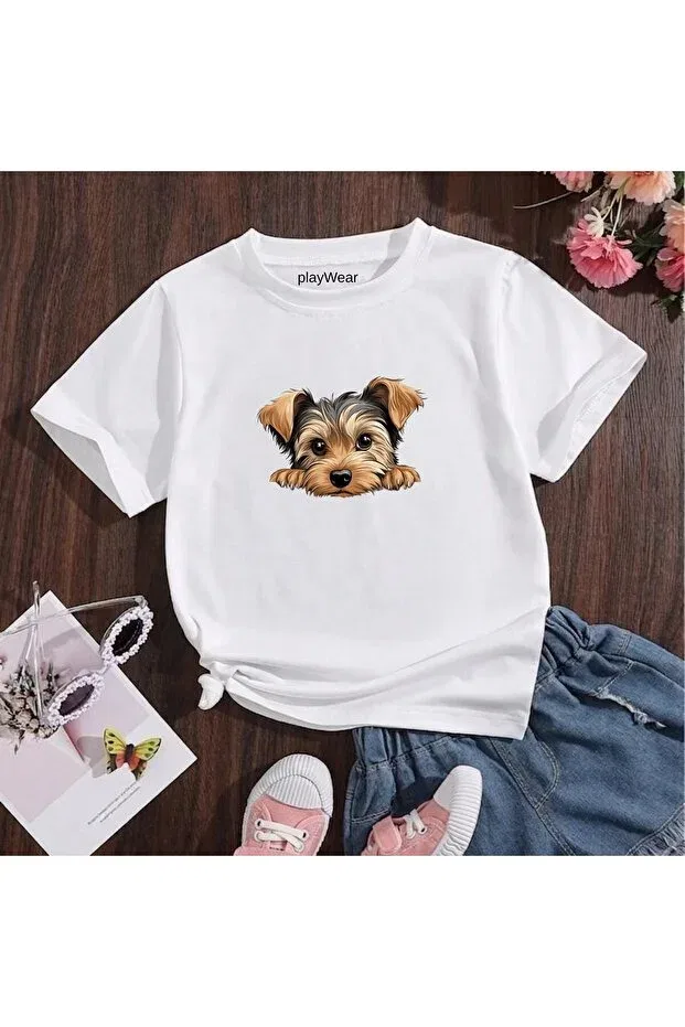 Детская футболка с принтом Brown Dog Printed Playwear, White