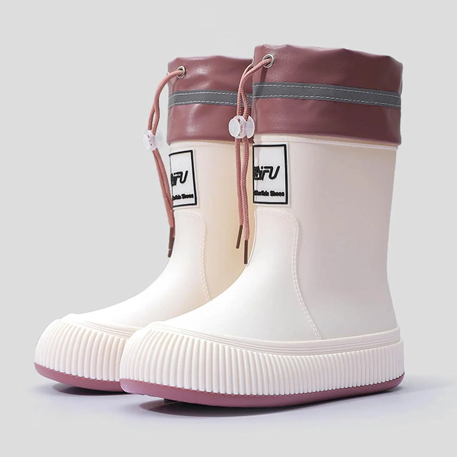 Детские сапоги для девочек с регулируемой манжетой Mid Calf Rain Boots, White — фото 2