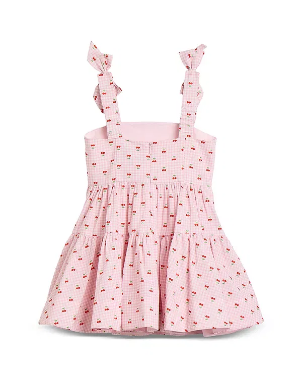 Детское платье для девочек с принтом Suki Cherry Mini Dress Bardot Junior, розовый — фото 3