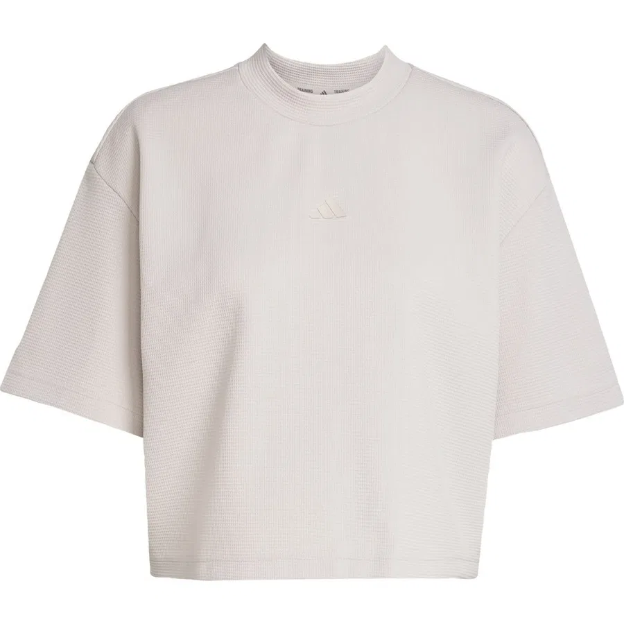 Женская футболка для йоги с текстурным узором adidas Performance Yoga Motion Waffle Tee, Бежевый — фото 3
