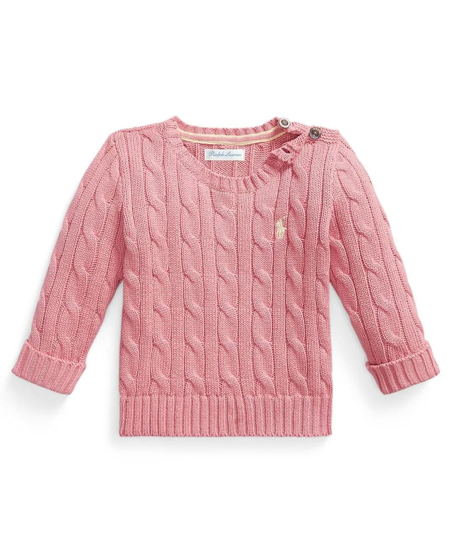 Детский свитер для мальчиков с круглым вырезом и косами Polo Ralph Lauren, desert розовый