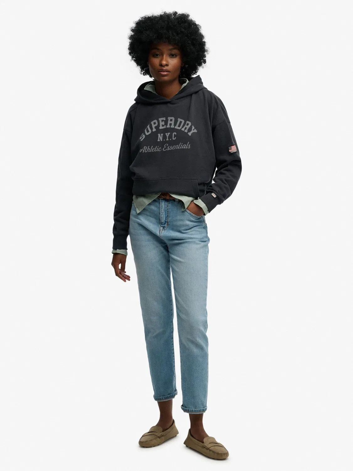 Худи свободного кроя Athletic Essentials Superdry, синий — фото 4