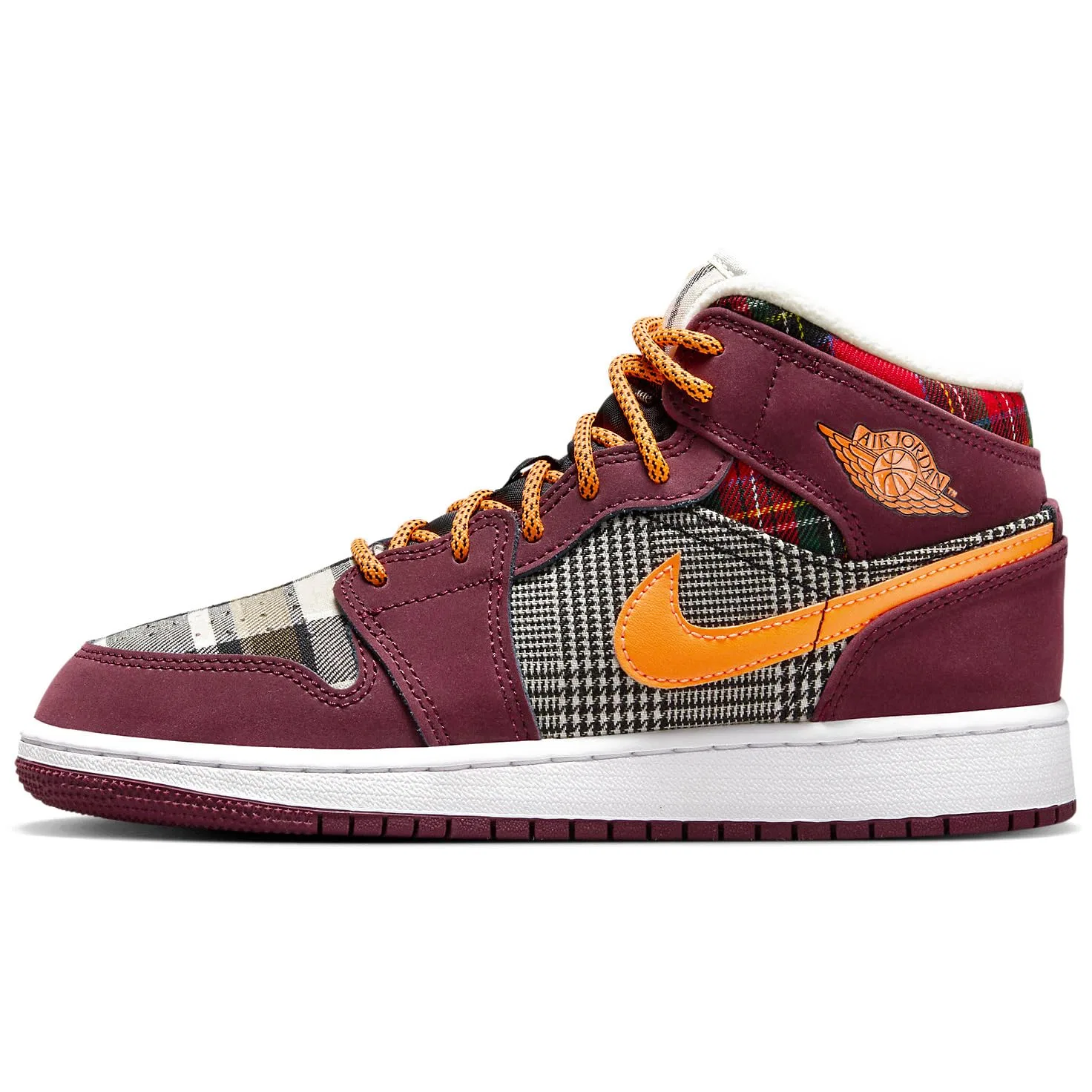 Детские кроссовки для мальчиков Air Jordan 1 Mid Se Big Kids' Shoes NIKE, Marrone Scuro Nero Bianco Arancione Totale
