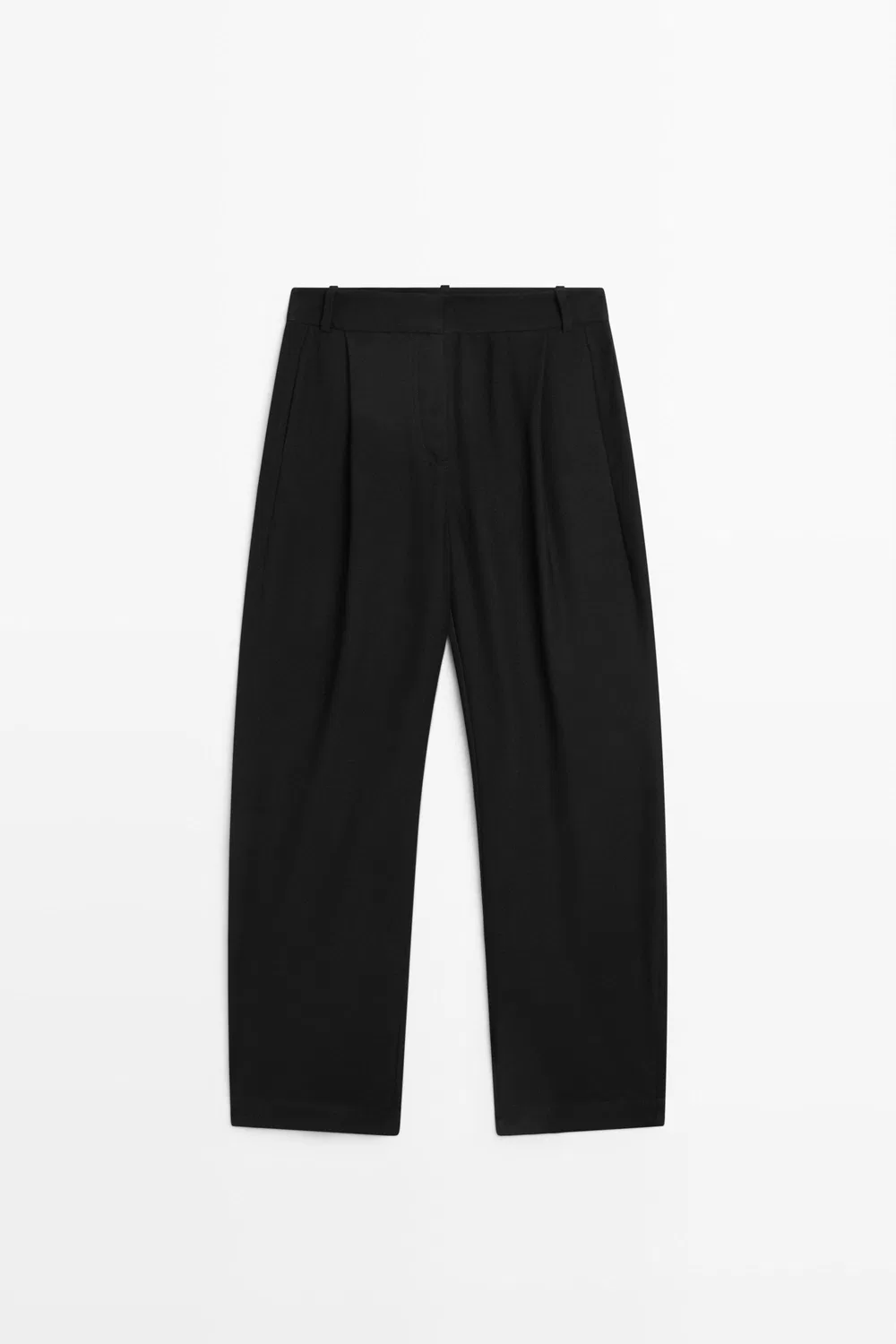 Брюки Massimo Dutti Pleated Barrel Fit, черный — фото 2