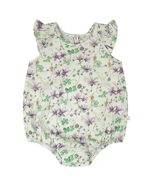 Детский боди-комбинезон для девочек с принтом Deux Par Deux, Green Floral Print