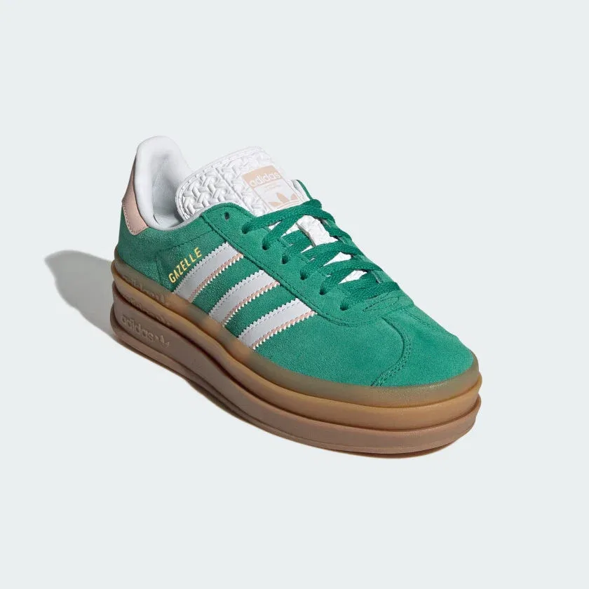 Детские кроссовки на платформе с кожаным верхом adidas, Gazelle Bold Bold Green — фото 4