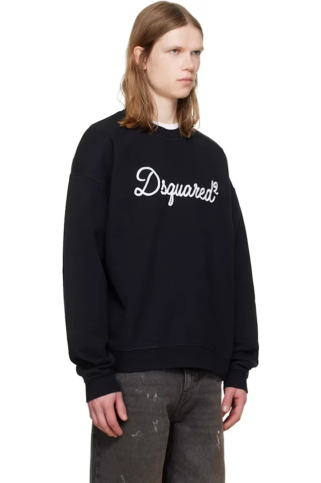 Черный свободный свитшот-водолазка D2 Signature Dsquared2 — фото 2