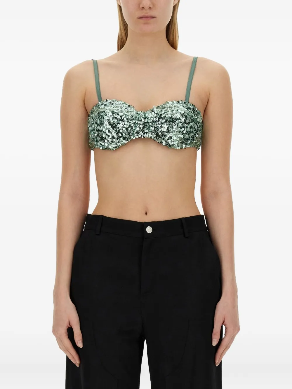

Топ, украшенный пайетками Moschino Jeans, зеленый