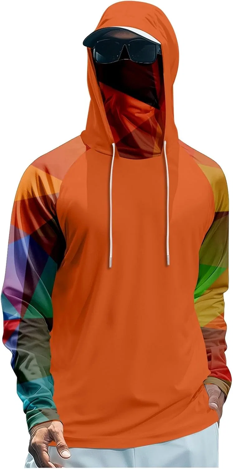 Футболка с защитой UPF 50+ и капюшоном, быстросохнущая, Generic, B14 Color Block-multicolor