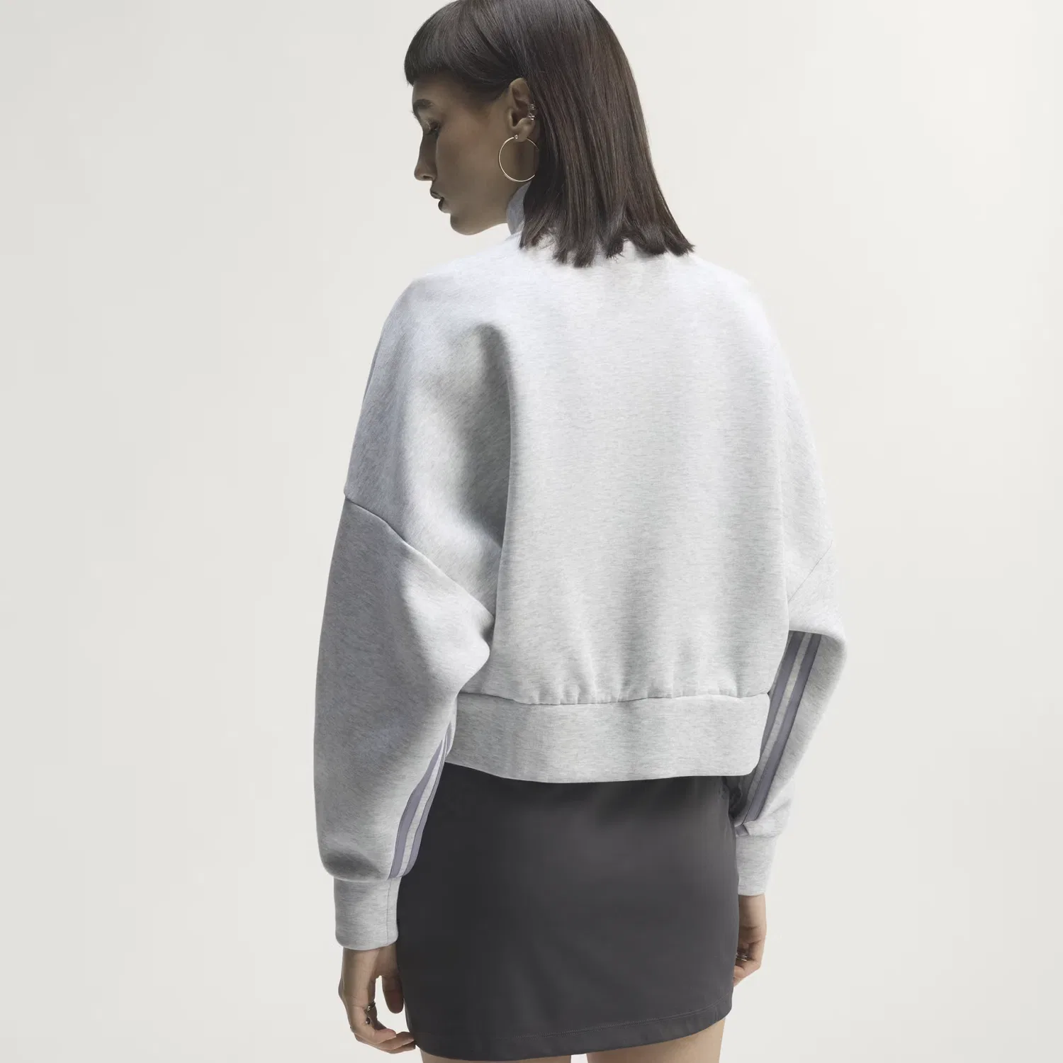 Женская куртка на молнии оверсайз Spacer Tracktop Adidas Originals, светло-серый меланж — фото 2