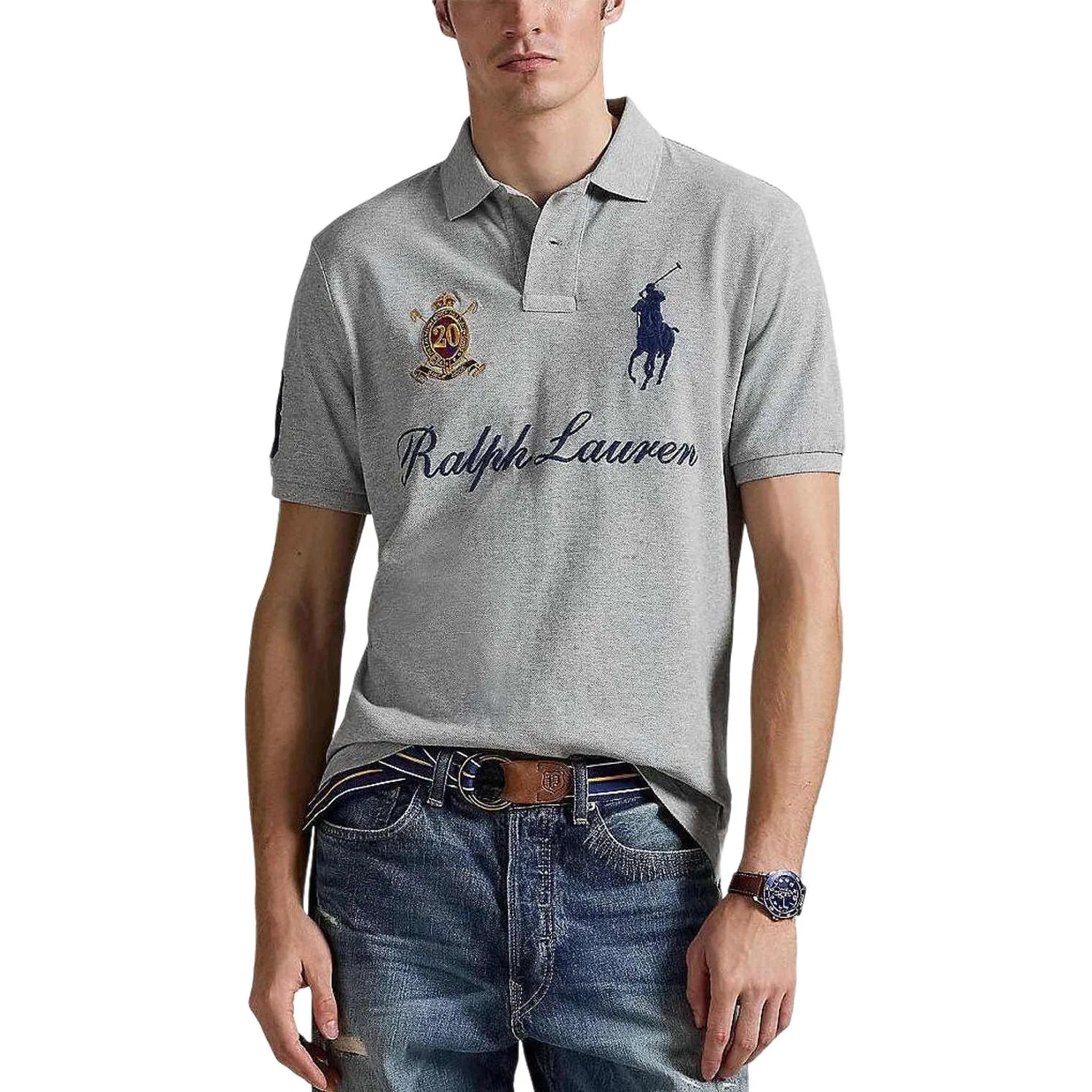 Мужской поло с принтом Big Pony Polo Ralph Lauren, Gray