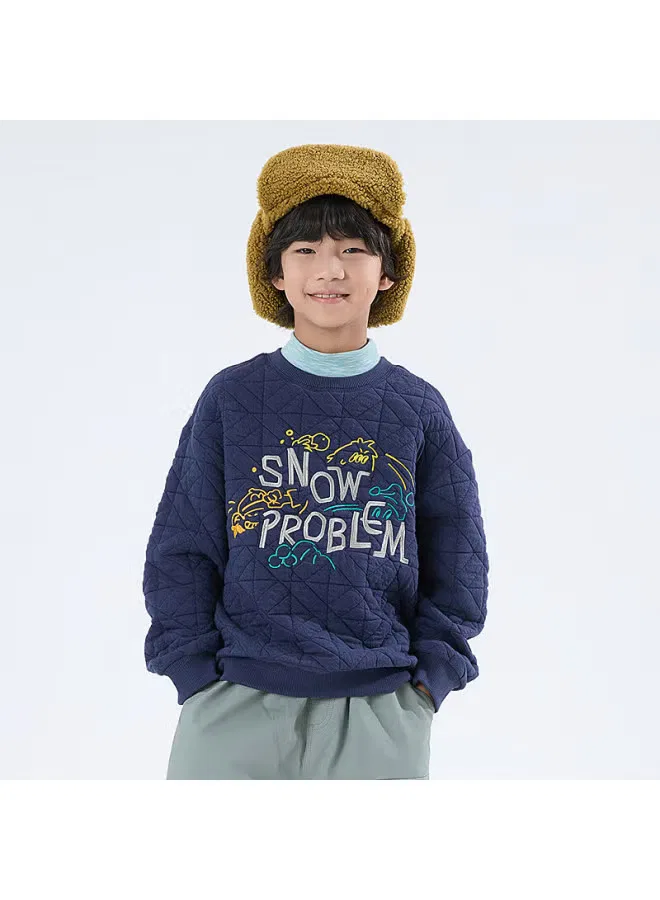 Свитшот утепленный с длинным рукавом 25 autumn winter new kids two-in-one Mipo, темно-синий — фото 2