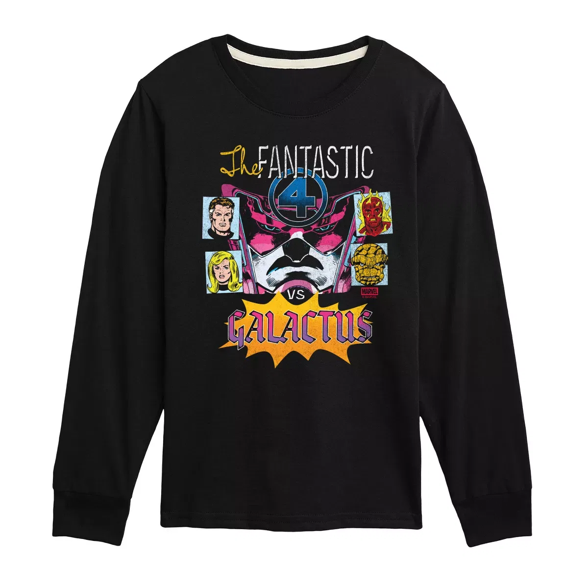 Детская футболка с длинным рукавом с принтом Fantastic Four Vs Galactus, Fantastic Four, Black