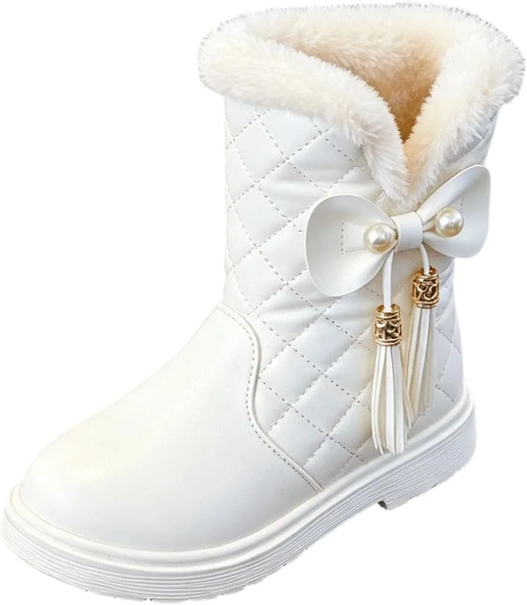 Детские зимние сапоги для девочек с бантом SHOPESSA, White