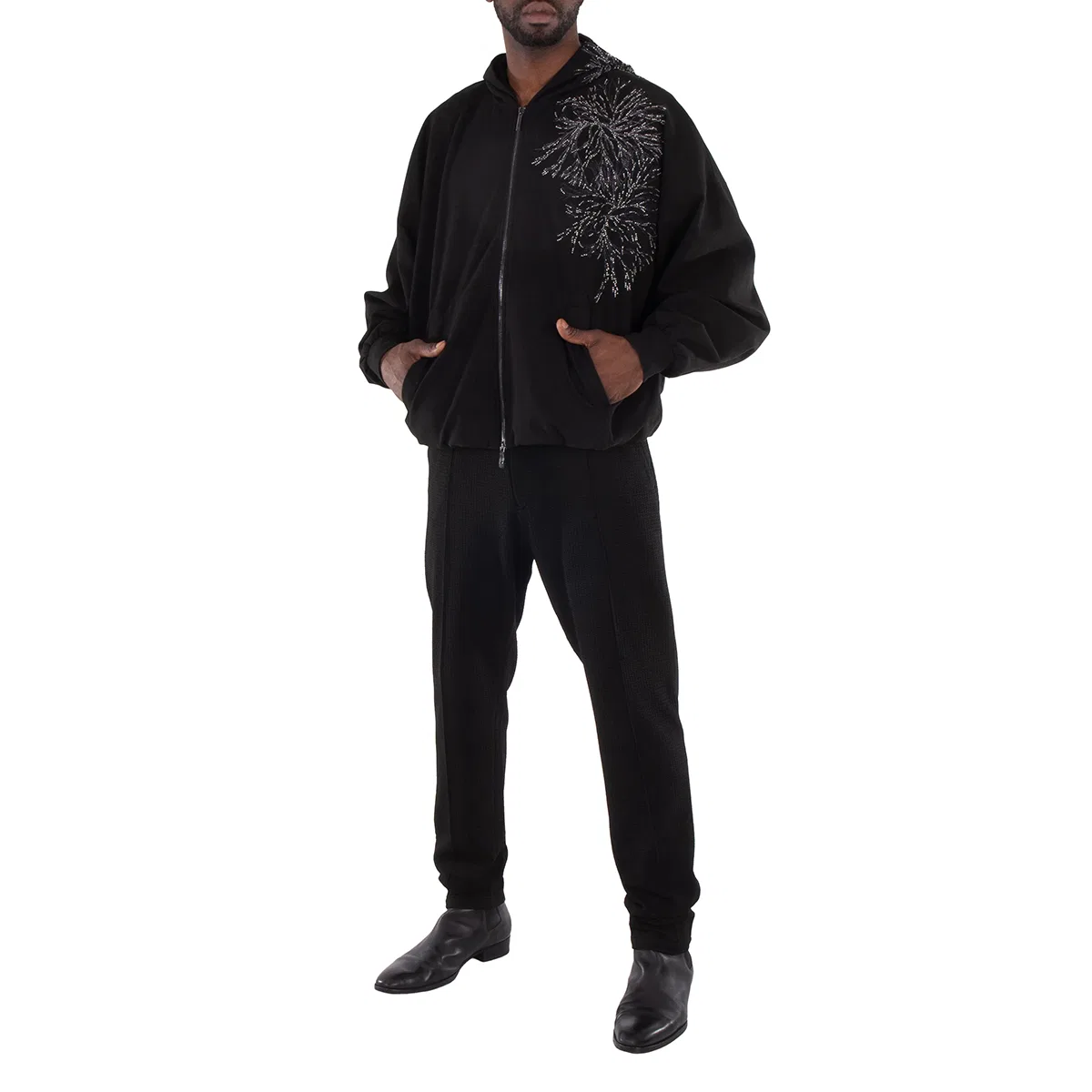 Куртка Embellished Zip-Up Jacket Emporio Armani, Black — фото 4