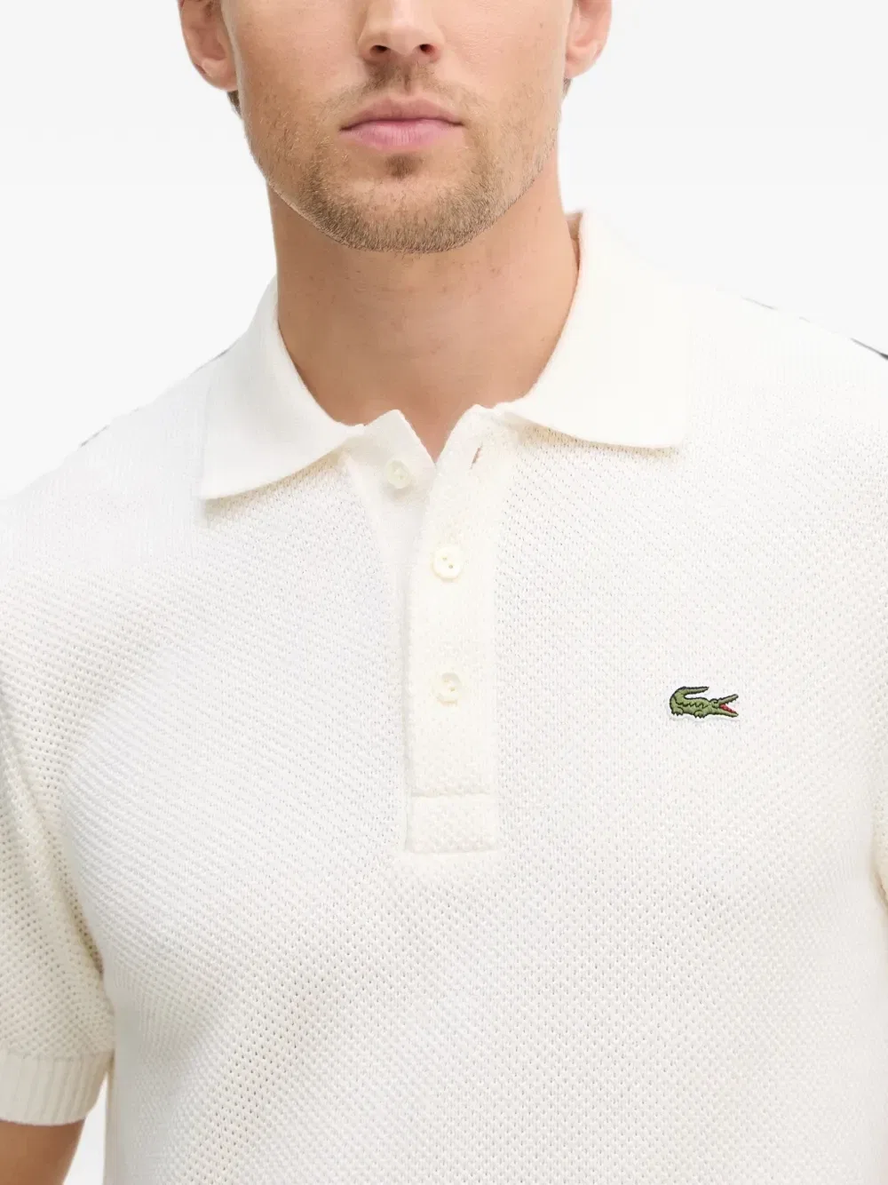 Рубашка-поло Lacoste с нашивкой-логотипом, хлопок/шерсть, белый — фото 4