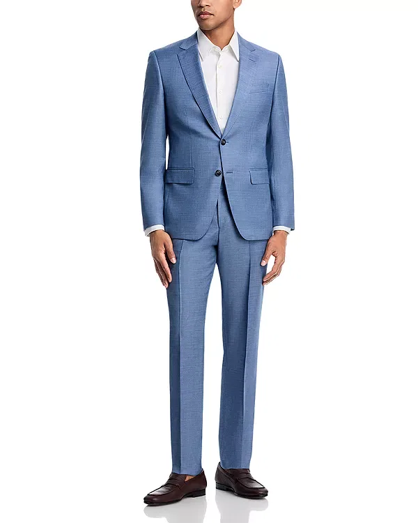 Мужской костюм slim fit H-Huge sharkskin Boss, Open Blue — фото 2