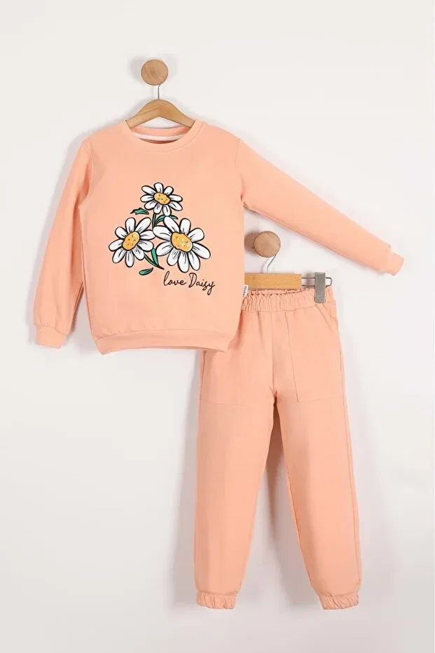 Детский спортивный костюм для девочек с принтом Daisy motif Mnk Baby&Kids, Somon — фото 3