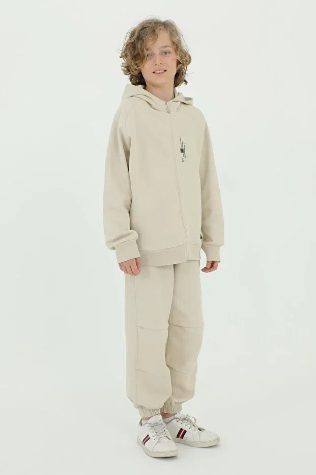Детский для мальчиков комплект спортивного костюма с принтом Basics Black One, Camel — фото 3