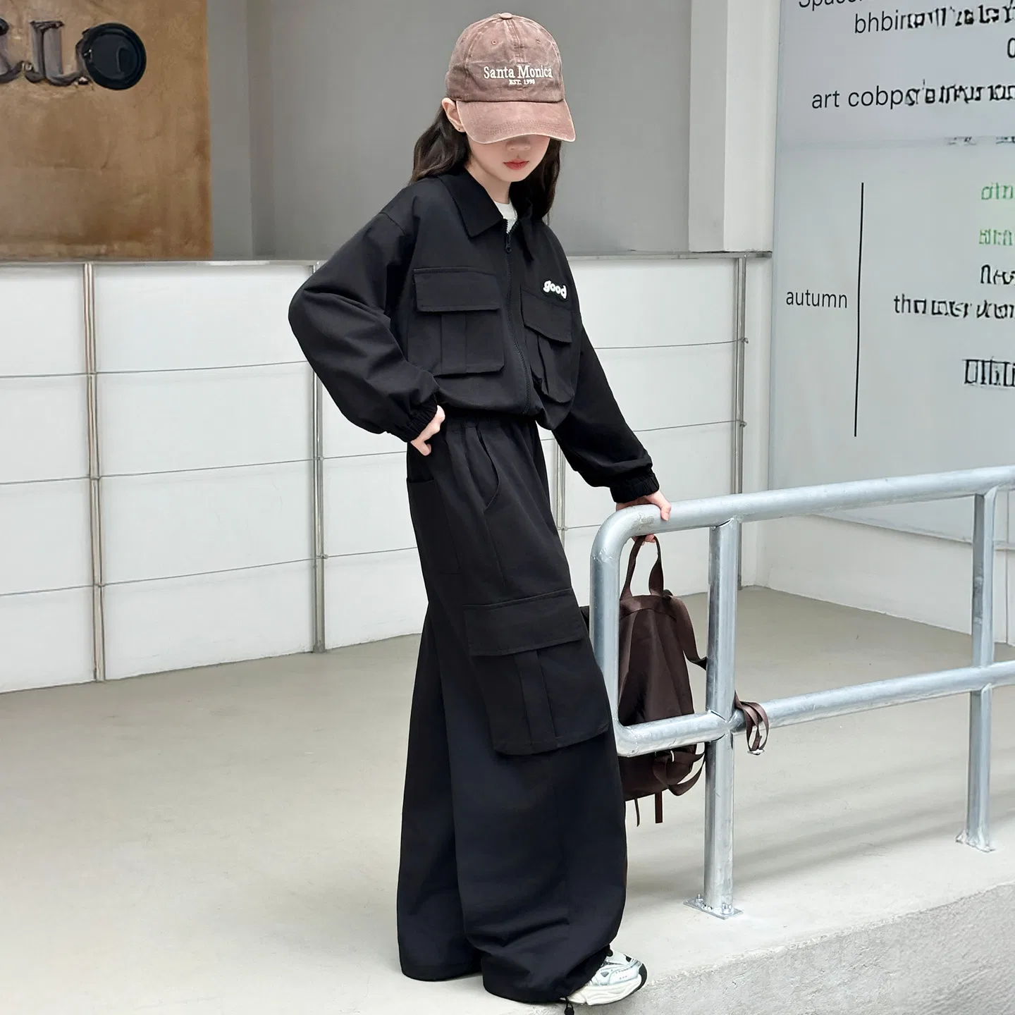 Детский спортивный костюм для девочек с курткой и брюками Lanza, Black — фото 3
