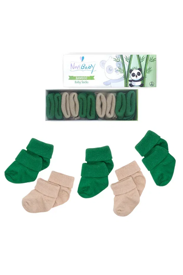 Детские носки для новорожденных хлопковые из бамбука Basics Novibaby, Greeny