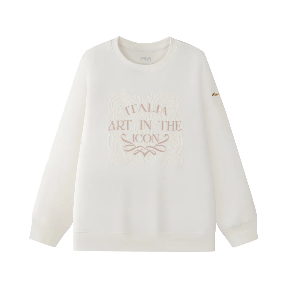 Детский свитшот с круглым вырезом, умеренной растяжимости, Cloud White, FILA KIDS