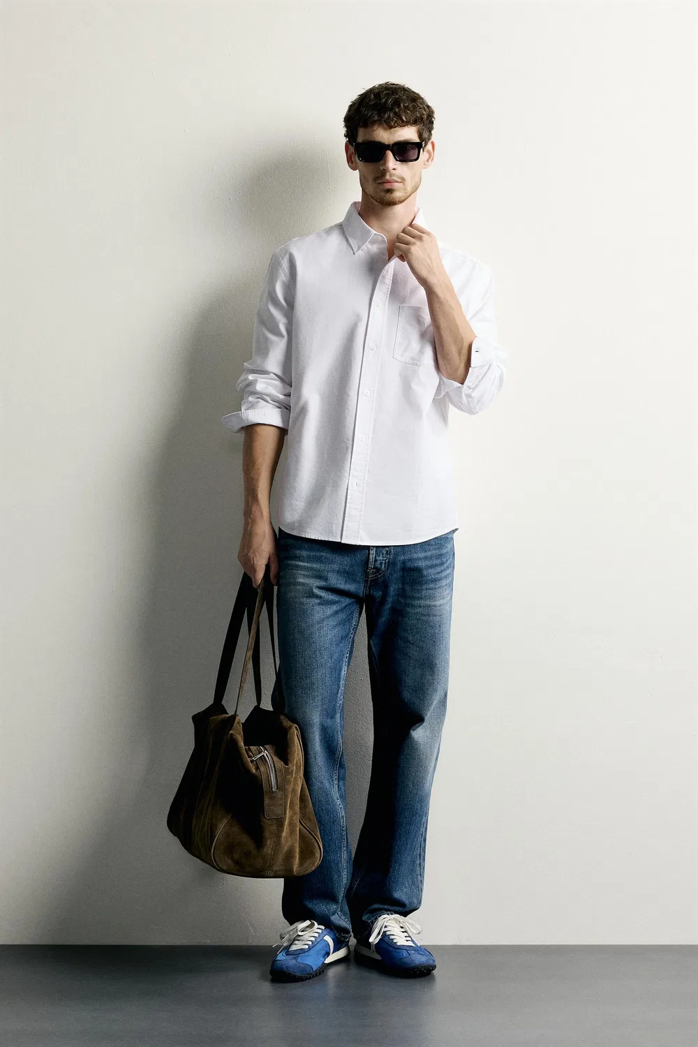 Рубашка Oxford стандартного кроя с текстурированной поверхностью. ZARA, White