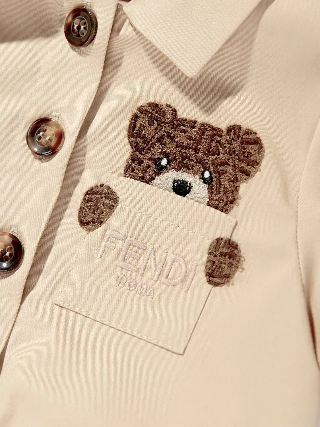 Платье для девочки с вышитым логотипом FENDI, нейтральные — фото 2