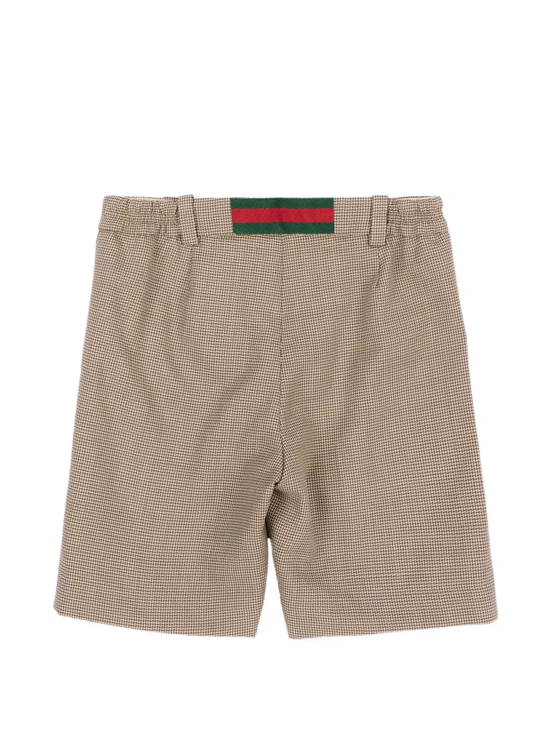 Клетчатые шорты с отделкой Web Gucci Kids, нейтральные цвета — фото 2
