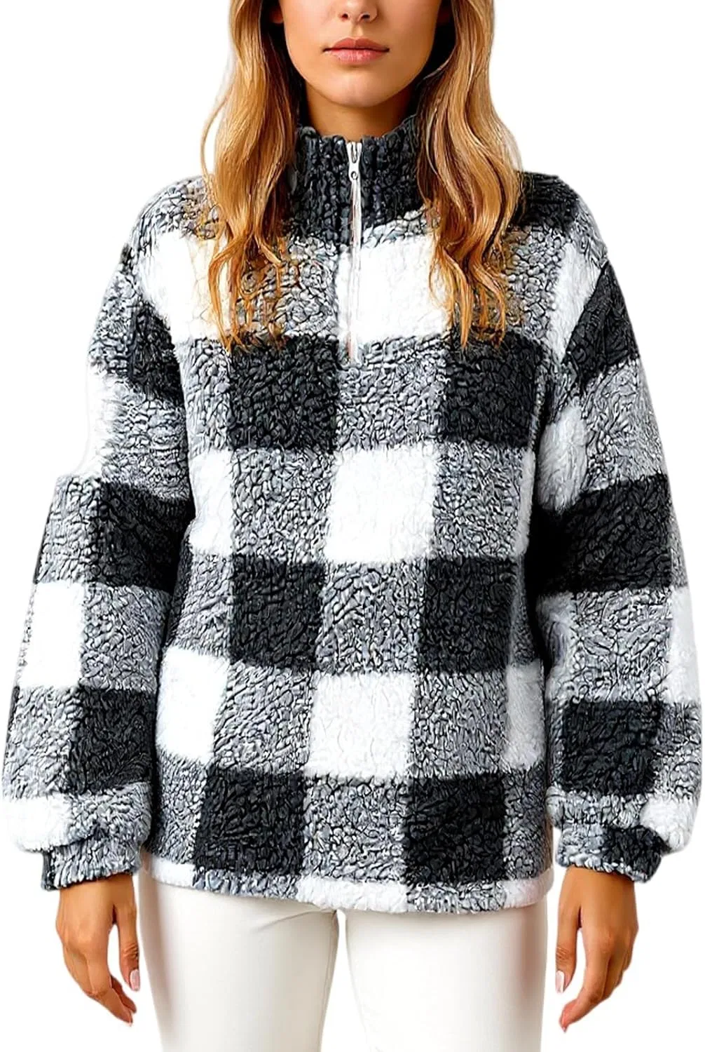 Женский свитшот на молнии с капюшоном из флиса, Oversized, чёрный
