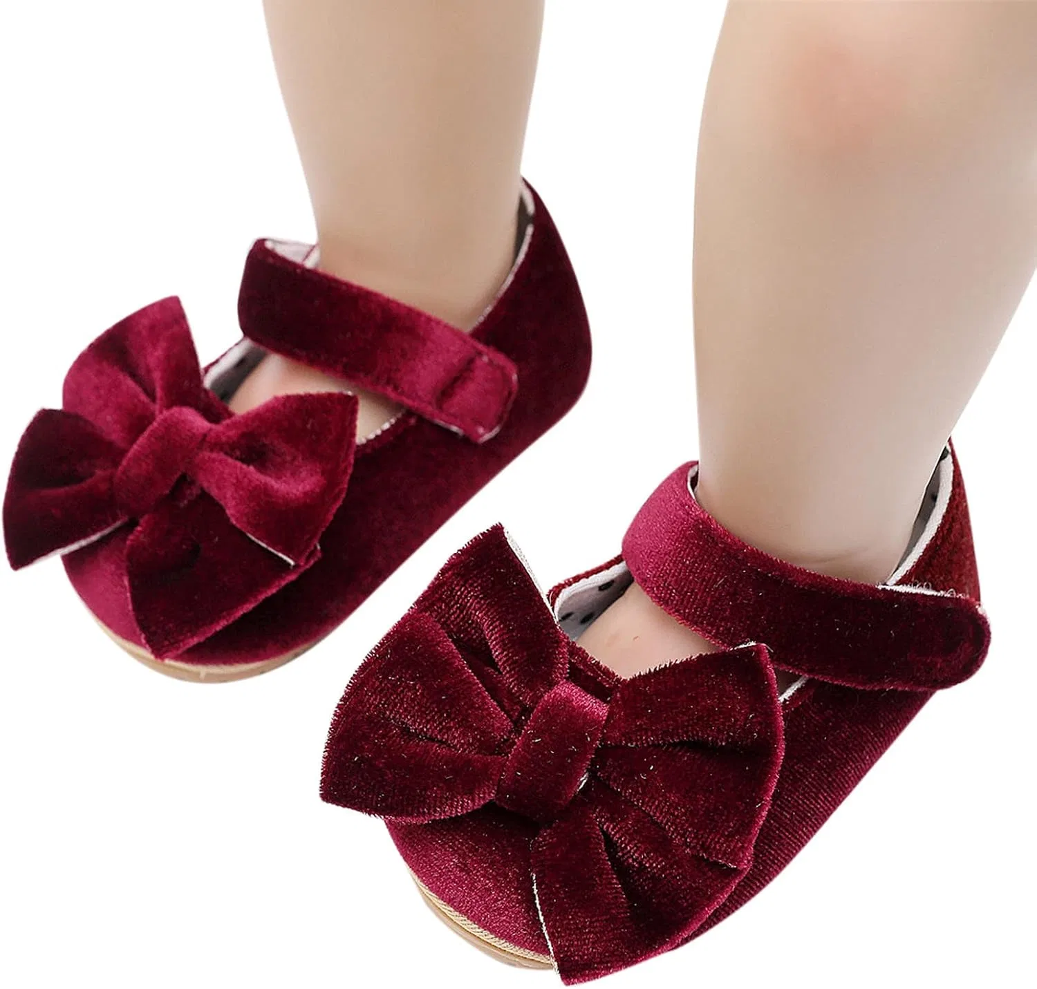 Детские кроссовки для девочек с бантом, модель Bowknot First Walkers, Wine — фото 3
