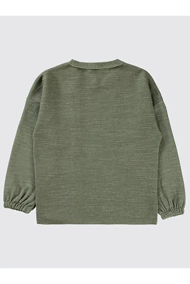 Детская кофта для мальчиков с принтом 1996 Embroidered Ornamental Buttoned Sweatshirt Civil Boys, Khaki — фото 2