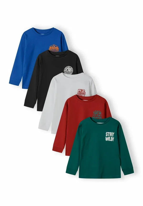 Футболка с принтом, хлопок, 5 pack crew neck Minoti, Royal Blue, черный/синий