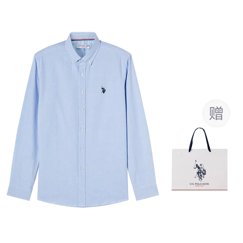 Мужская рубашка с острым воротником хлопковая U.S. POLO ASSN., Navy Blue — фото 3