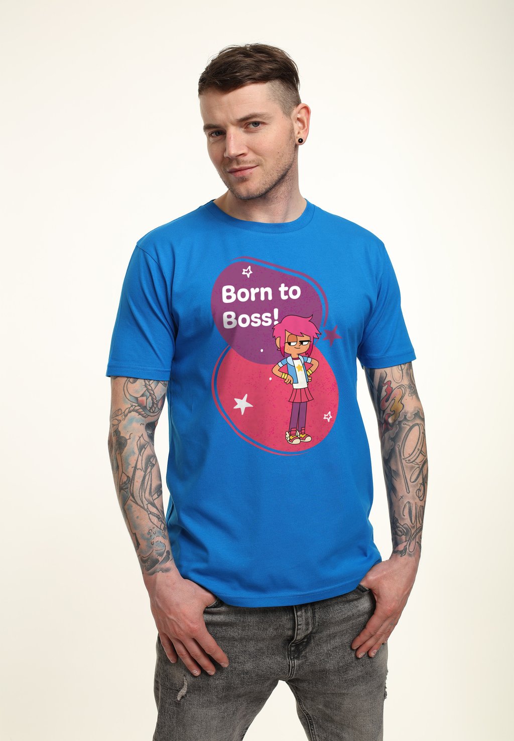 

Футболка с принтом DOG CAT MOUSE CHEESE BORN TO BOSS Henry Tiger, цвет Royal Blue