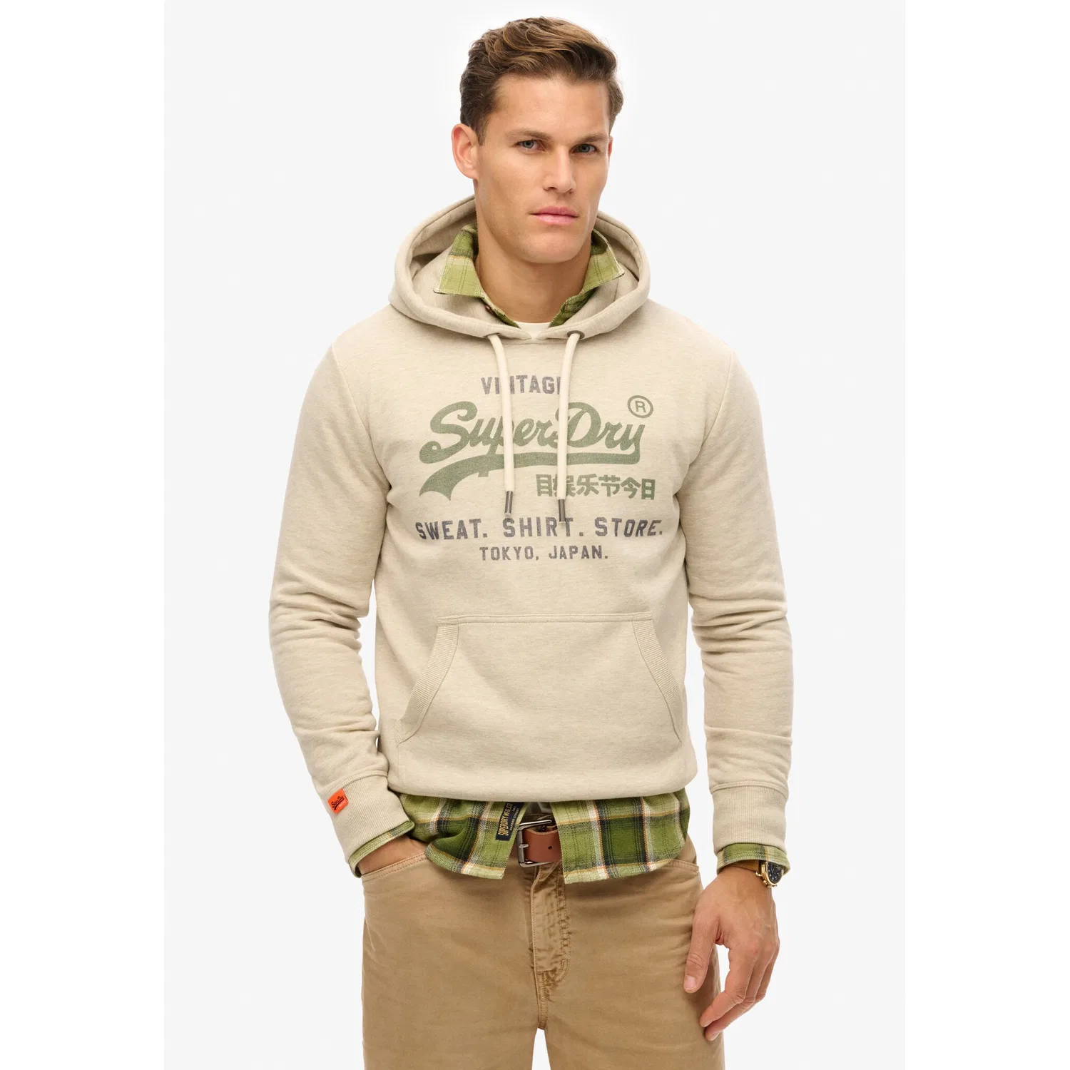 Мужской худи с капюшоном из Baumwollmischung Superdry, Pelican Beige