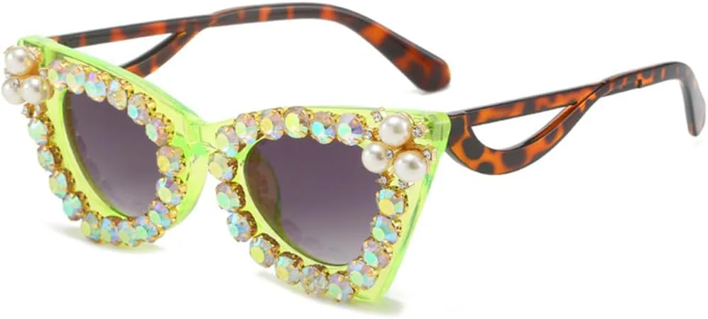 

Блестящие женские солнцезащитные очки, жемчужные очки, женские солнцезащитные очки UV400, градиентные очки со стразами, мужские очки LANGSER, Leopard Gray