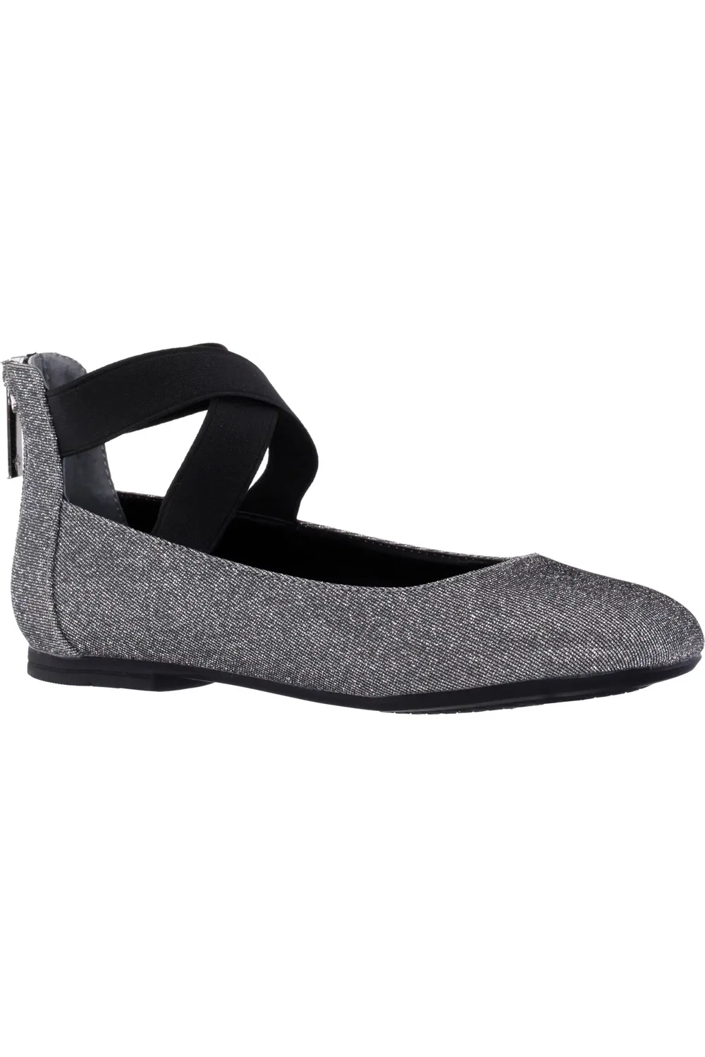 Детские балетки с перекрестными ремешками Marissa Nina, Black Silver Sparkle Fabric